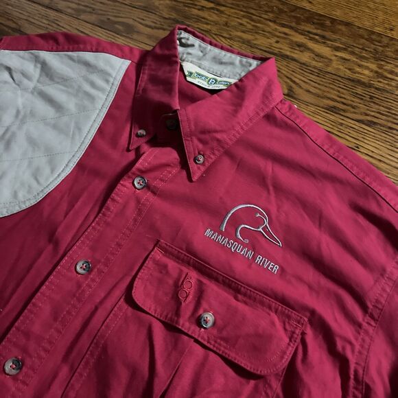 Bob Allen Shooting Shirt Mens Lg Red Tan Outdoor Hunting Button Up Manasquan - Picture 2 of 7